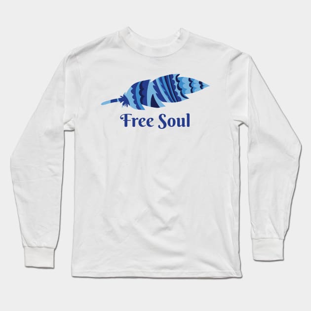 Free Soul - Feather Graphic Illustration GC-104-02 Long Sleeve T-Shirt by GraphicCharms